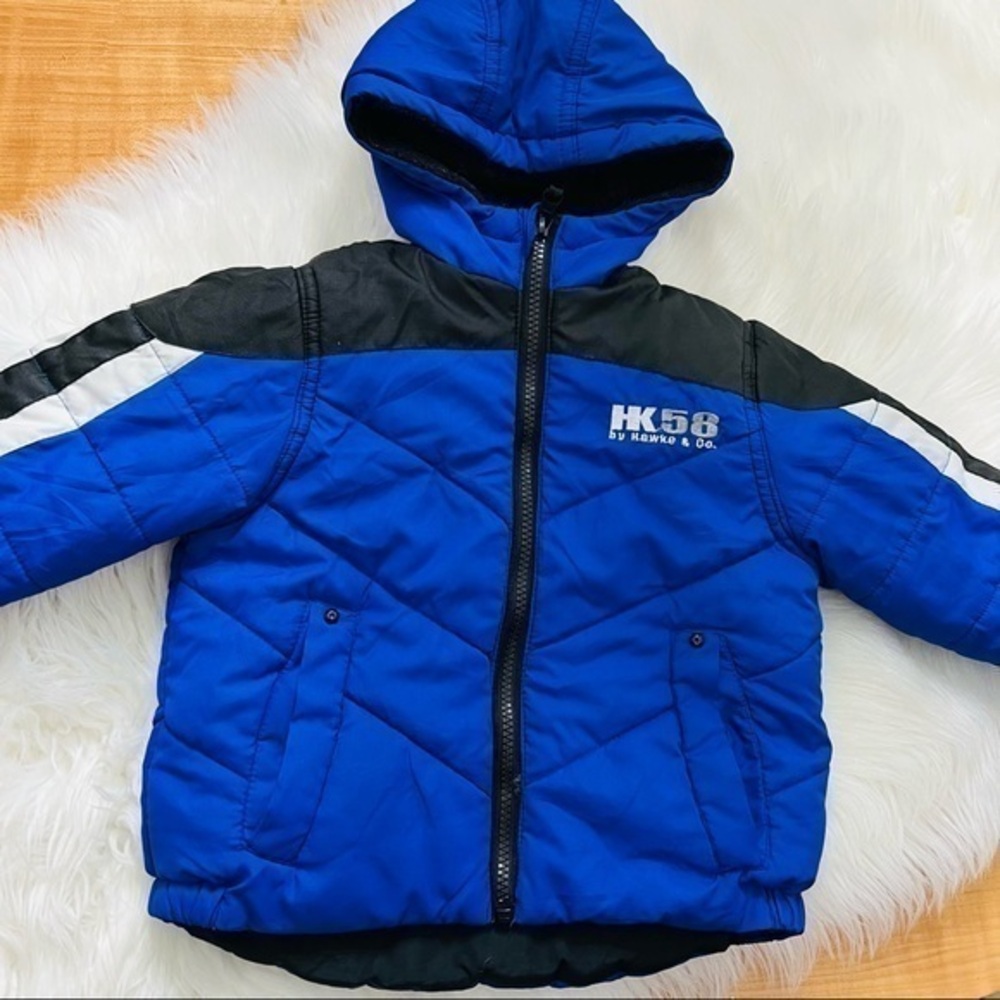 HK58 by Hawke‎ & Co Boys Blue Black Puffer Jacket Hooded Coat 2T Performance